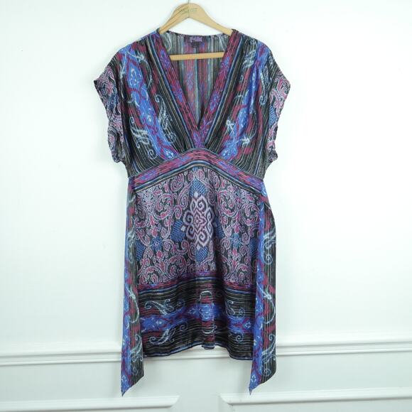 Hale Bob Large Tunic Babydoll Dress Y2K Tieback Fairy Mini Paisley Boho Resort - Picture 1 of 7